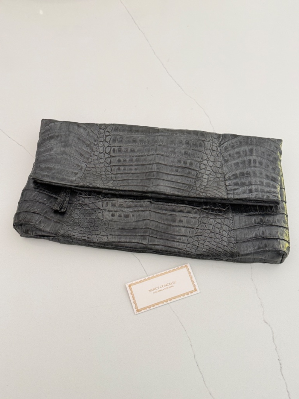 Nancy Gonzalez Simple Flap Crocodile Clutch Bag Evening Cocktail Purse